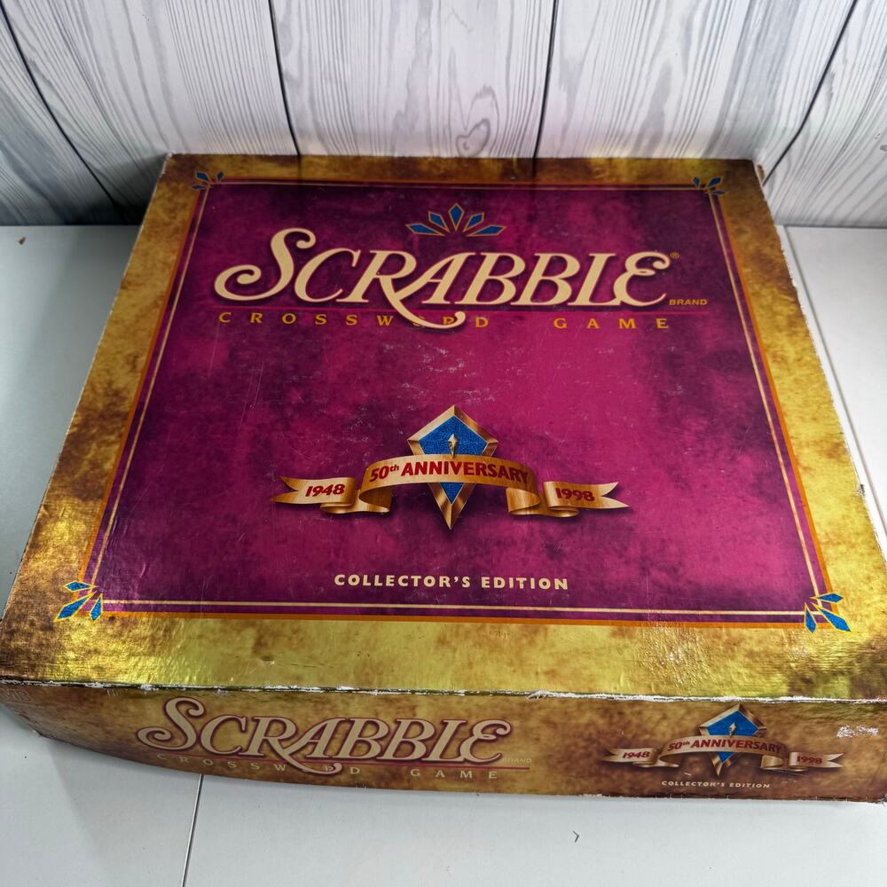 1998 Deluxe 50th Anniversary Scrabble Collectors Edition Rotating Board COMPLETE